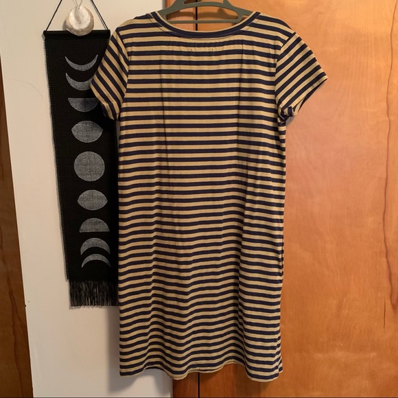 Toad & Co dress with pockets blue/yellow striped - Picture 3 of 7